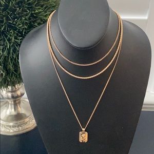Forever Sterling (F) 3 Tier Necklace w/Rose Charm